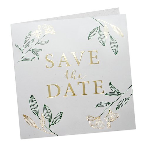 Papier-Hochzeitskarte mit partiellem Heifoliendruck.