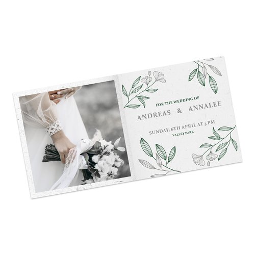 Papier-Hochzeitskarten mit partiellem Heifoliendruck.
