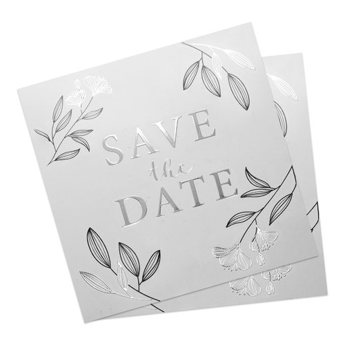 Quadratische Papier-Hochzeitskarte mit partieller Heifolienprgung.