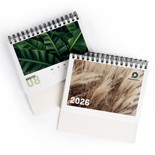 Papier-Tischkalender mit Spiralbindung.