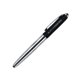 Schwarzer Rollerball Stift aus Kunststoff mit Metallelementen und weicher Oberflche.