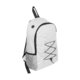 Weier Rucksack mit Seitentasche und elastischer Kordel.