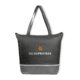 Graue Khltasche aus Vliesstoff mit Reiverschluss.