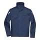 Marineblaue Arbeitsjacke aus Polyester-Baumwoll-Mischgewebe mit mehreren Taschen.