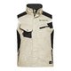 Beige/Schwarze Arbeitsweste aus Polyester-Baumwoll-Mischgewebe mit mehreren Taschen.