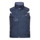 Marineblaue Arbeitsweste aus Polyester-Baumwoll-Mischgewebe mit durchgehendem Reiverschluss und mehreren Taschen.