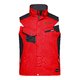 Rote Arbeitsweste aus Polyester-Baumwoll-Mischgewebe mit mehreren Taschen.