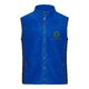 Blaues Polyester-Fleeceweste mit durchgehendem Reiverschluss und Seitentaschen.