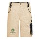 Beige/schwarze Arbeits-Shorts aus Polyester und Baumwolle mit mehreren Taschen.