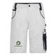 Wei-graue Arbeits-Shorts aus Polyester-Baumwoll-Mischgewebe mit mehreren Taschen.