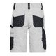 Wei-graue Arbeits-Shorts aus Polyester-Baumwoll-Mischgewebe mit mehreren Taschen.