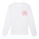 Wei�es Sweatshirt aus Stoff mit langen �rmeln und Rundhalsausschnitt.