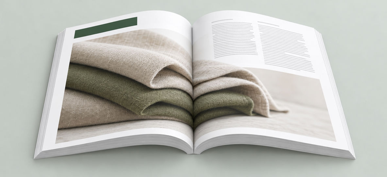 Bild Aufgeschlagener Katalog mit PUR-Klebebindung, die Seiten w�lben sich zum Bund