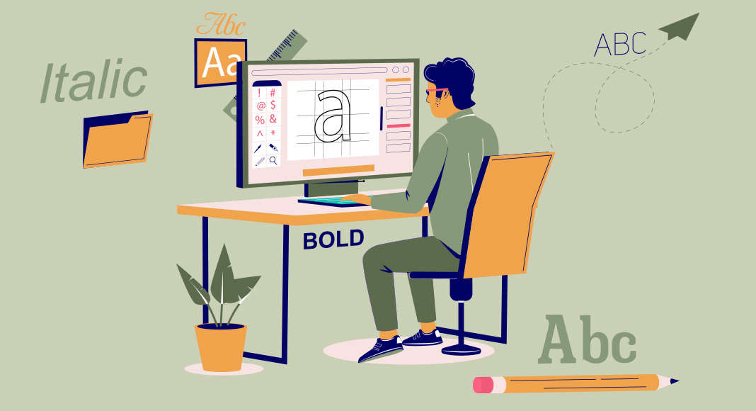 Bild Person sitzt mit aufgeschlagener Broschüre und einer Tasse an einem Tisch.