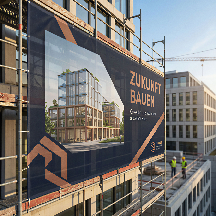 Bild Werbebanner auf Baustelle