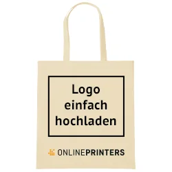 1000 Stofftaschen bedrucken - Logo einfach hochladen - Taschen mit Logo - Farbe: Beige