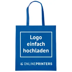 100 Stofftaschen bedrucken - Logo einfach hochladen - Taschen mit Logo - Farbe: Blau