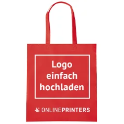 100 Stofftaschen bedrucken - Logo einfach hochladen - Taschen mit Logo - Farbe: Rot