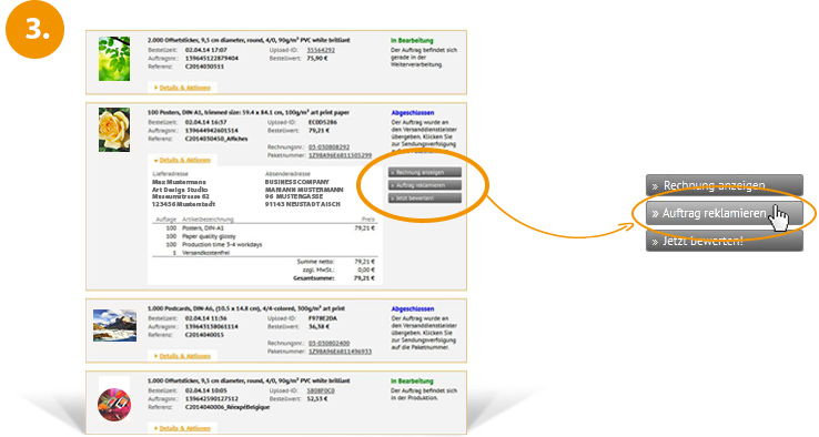 Auftrag reklamieren