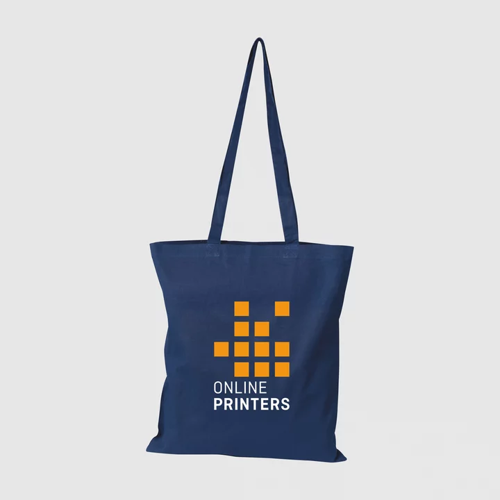 100 Öko-Baumwolltaschen bedrucken, Logo einfach hochladen, dunkelblau, OEKO-Tex-zertifiziert