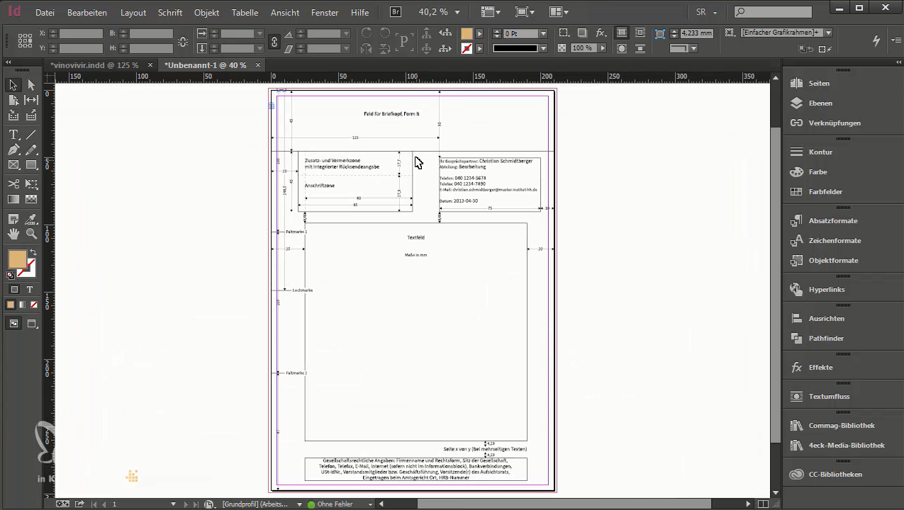 Briefpapier Vorlagen In Indesign Din 5008 Briefbogen Layouts