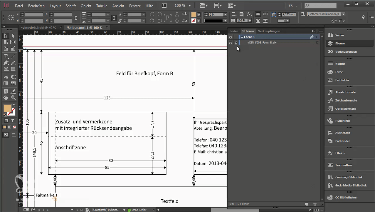 Briefpapier Vorlagen In Indesign Din 5008 Briefbogen Layouts