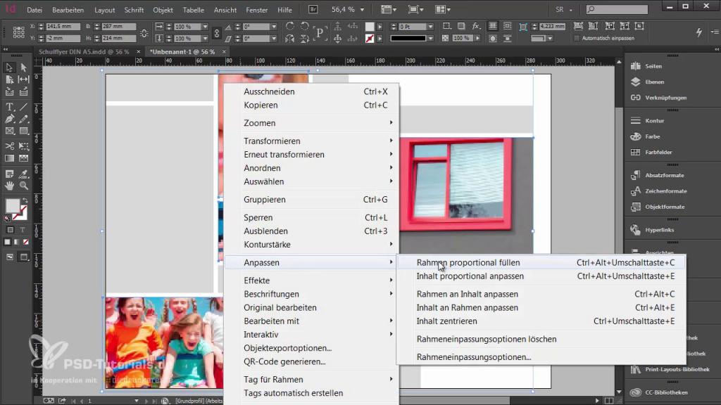 InDesign-Tutorial: Falzflyer - Bilder Rahmen proportional füllen