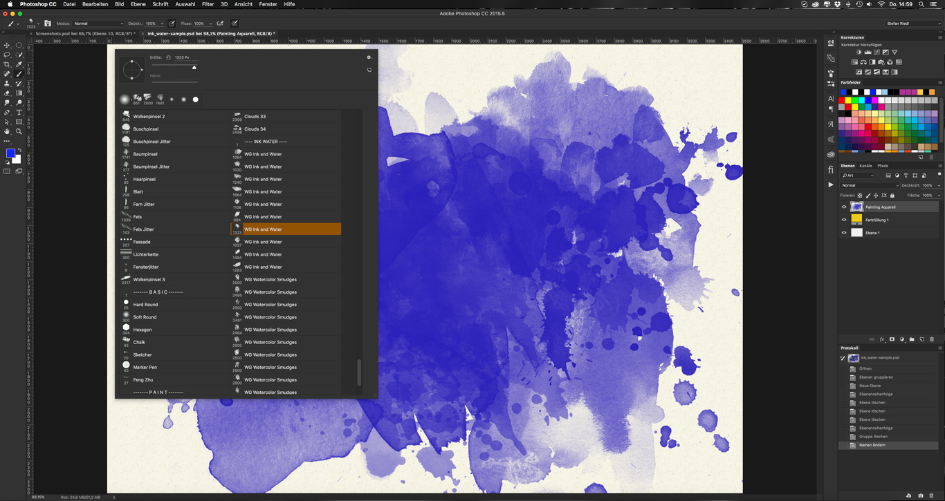 Photoshop-Tutorial: Water and Ink Brush und Watercolor Smudge Brush