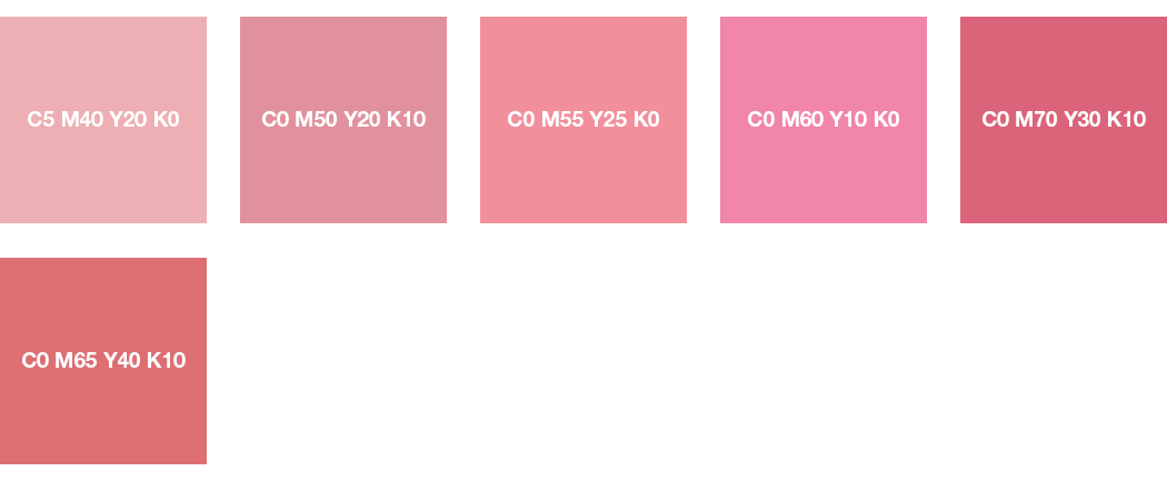 CMYK-Farben: Hellrosa, Rosa, Altrosa