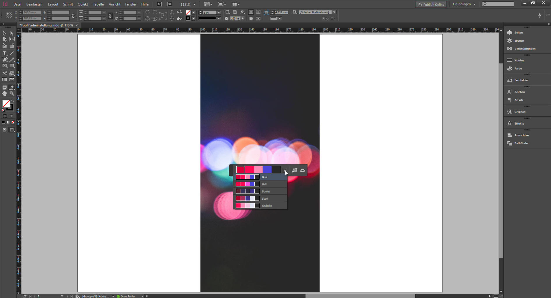 Werkzeug "Farbeinstellung" (erweiterte Pipette) in Adobe InDesign CC