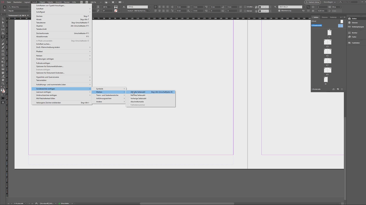 Indesign Seitenzahlen Einfugen Formatieren Ab S 2 Oder 3