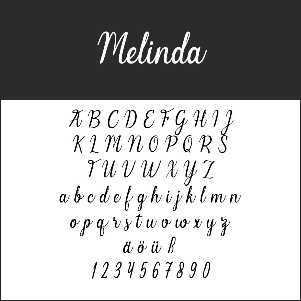 Schriftart Melinda