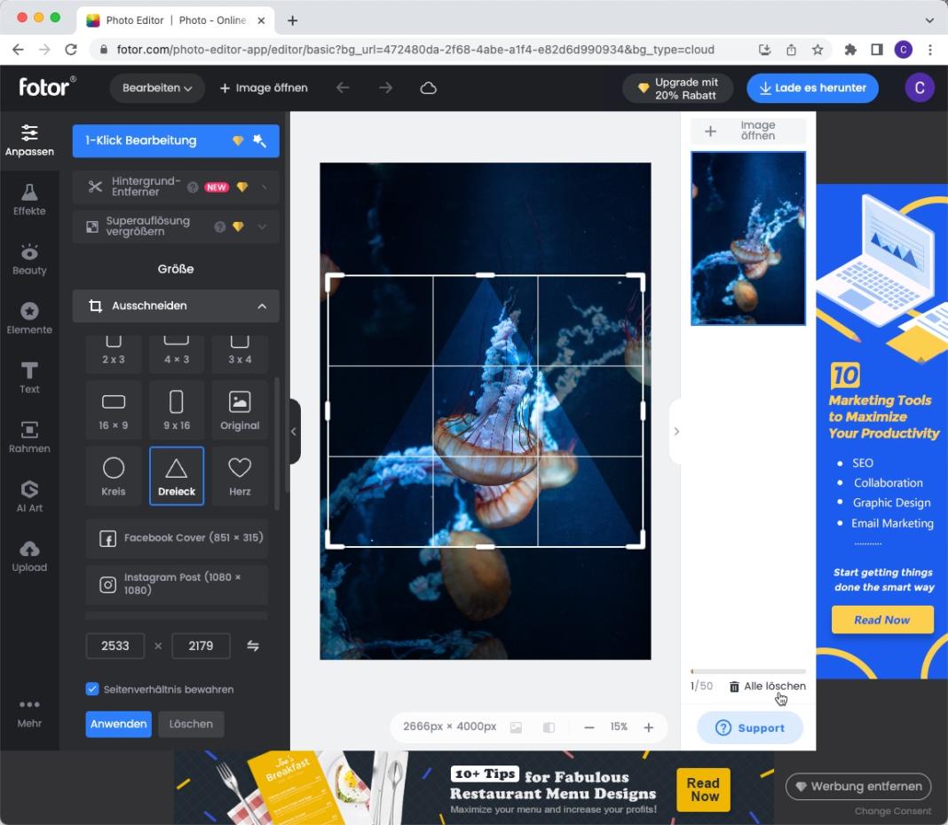 Bilder online zuschneiden mit kostenlosen Tools