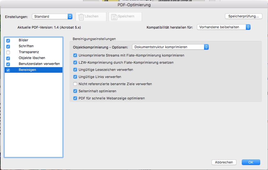 PDF verkleinern PDF-Optimierung Bereinigen