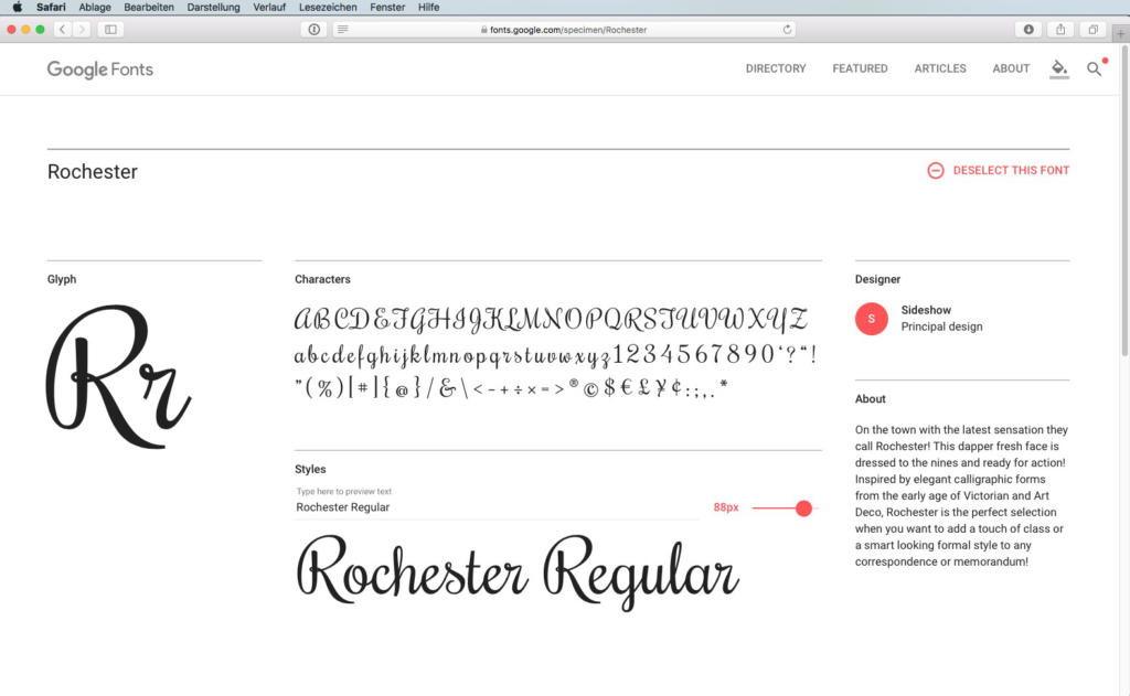 Script-Font Rochester Regular