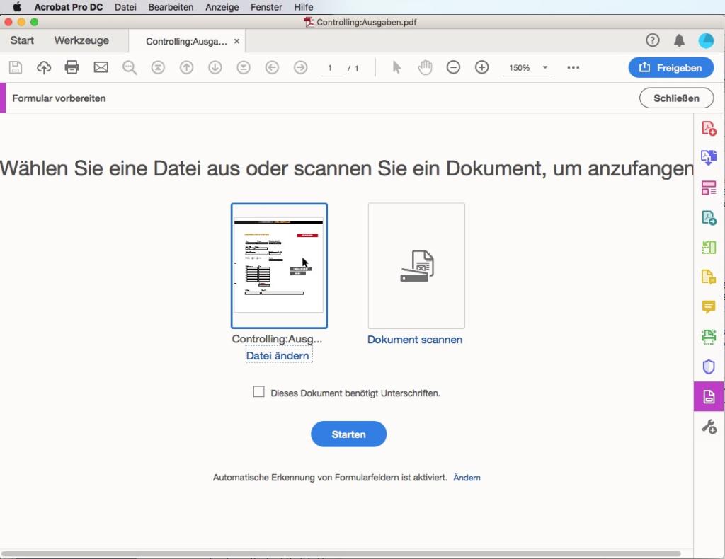PDF-Formular erstellen - automatische Erkennung