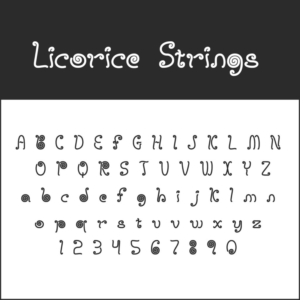 Schnörkelschrift "Licorice Strings"