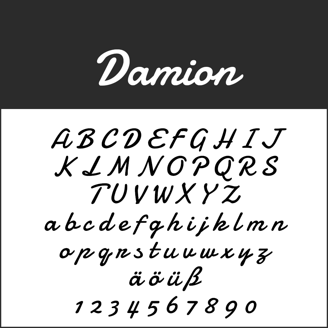 Schriftart "Damion"