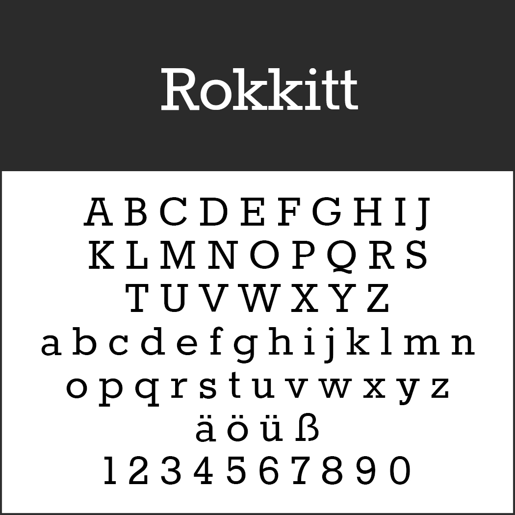Vintage Schrift "Rokkitt"