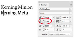 Negativer Abstand bei "Meta Book"