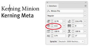 Abstand bei "Minion Pro"