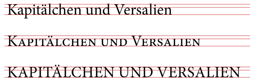 Beispiel von echten und falschen Kapitälchen