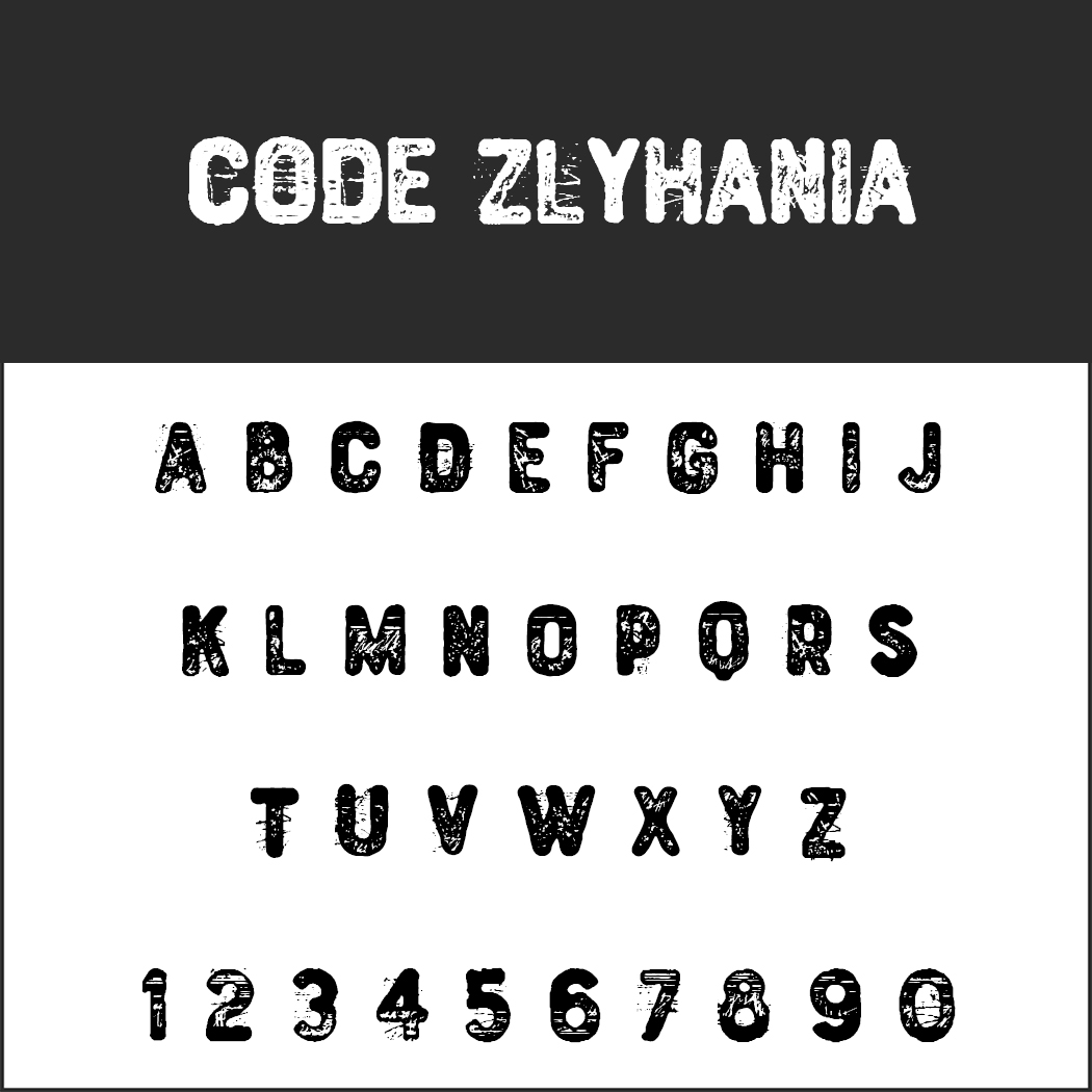 Stempel Schriftart "CODE ZLYHANIA"