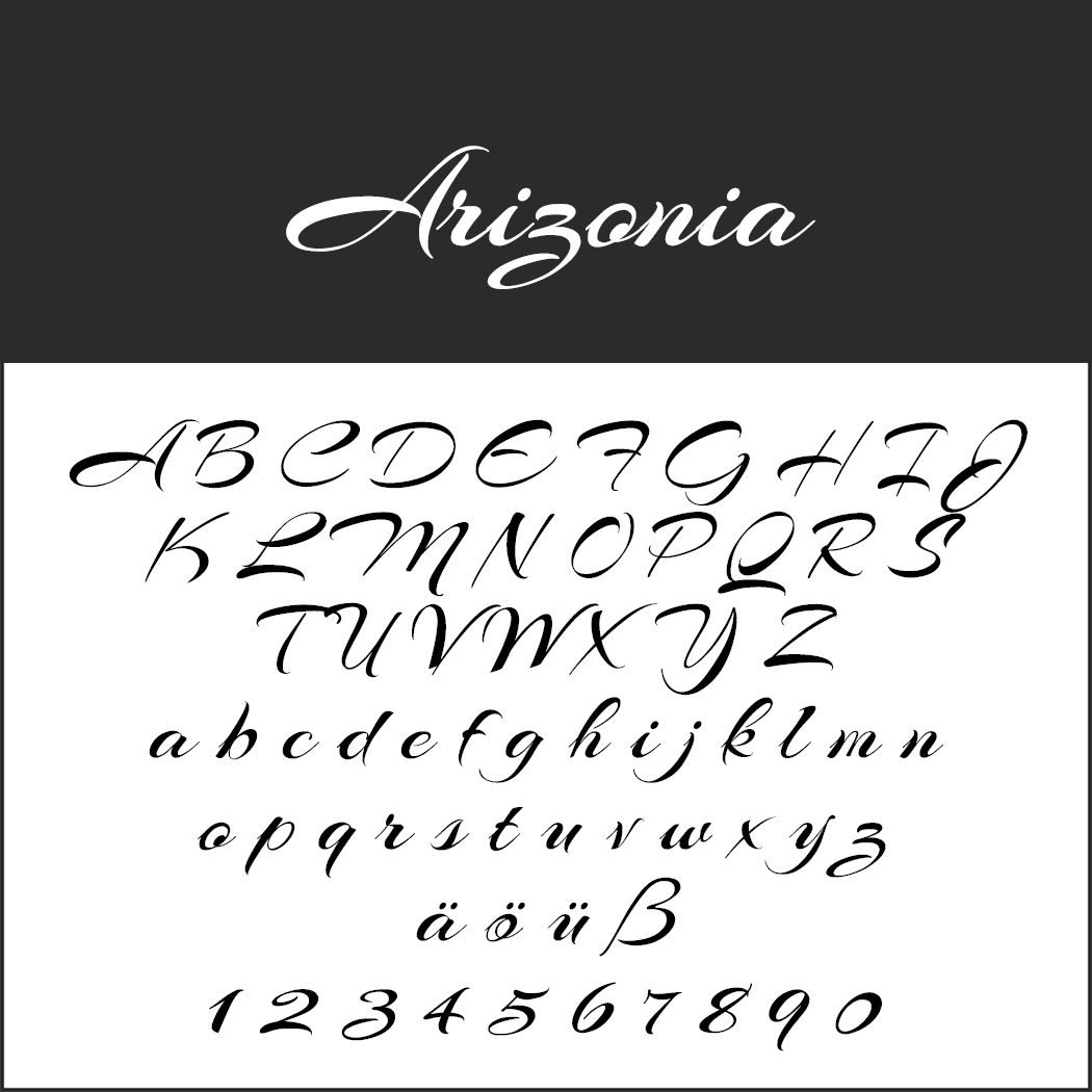 Schöne, schnörkelige Schriftart "Arizonia"