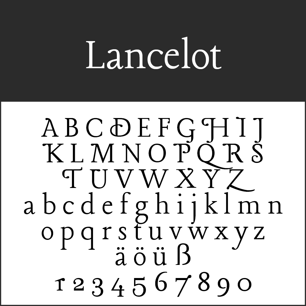 Schöne, schnörkelige Schriftart "Lancelot"