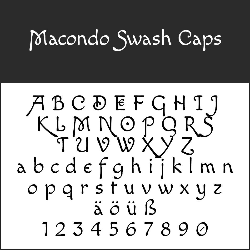 Künstlerische Schrift: Macondo Swash Caps