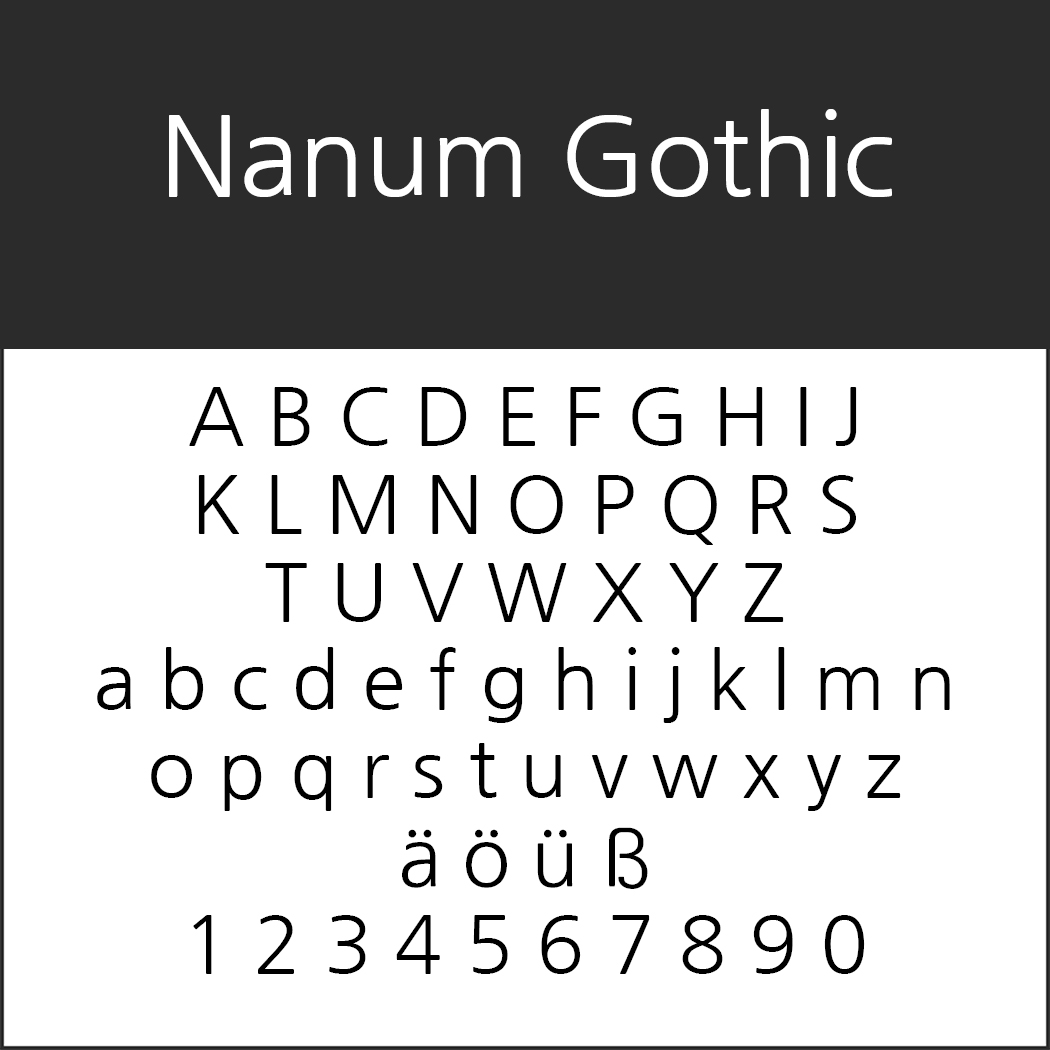 Schöne, serifenlose Schriftart "Nanum Gothic"