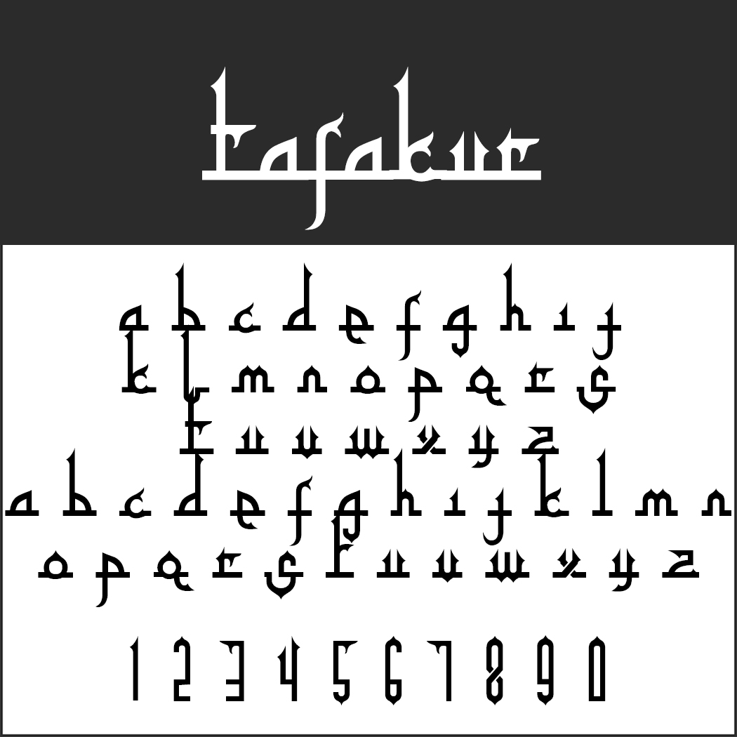 Arabische Schriftarten (hier Tafakur, arabisch anmutend, keine echte arabische Schrift))