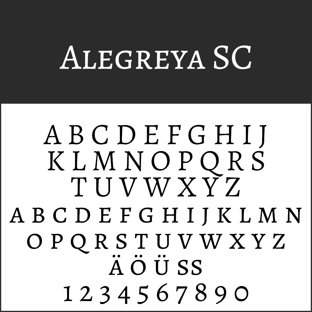 Schriftart Großbuchstaben Alegreya Sans SC