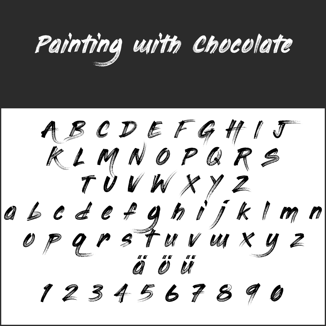 Font Template Painting with Chocolate